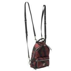 Roberto Cavalli Maroon/Black Zebra Print Fabric and Leather Mini Backpack