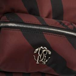 Roberto Cavalli Maroon/Black Zebra Print Fabric and Leather Mini Backpack