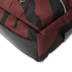Roberto Cavalli Maroon/Black Zebra Print Fabric and Leather Mini Backpack
