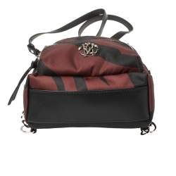 Roberto Cavalli Maroon/Black Zebra Print Fabric and Leather Mini Backpack