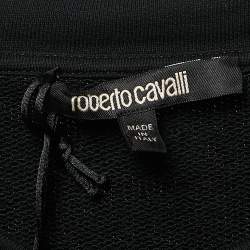 Pre Owned Roberto Cavalli Black Logo Print Cotton Knit Sweater L