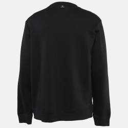 Pre Owned Roberto Cavalli Black Logo Print Cotton Knit Sweater L