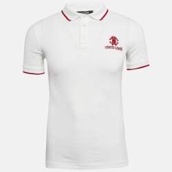 Roberto Cavalli White Cotton Pique Polo T-Shirt S