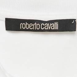 Roberto Cavalli White Cotton Pique Polo T-Shirt S