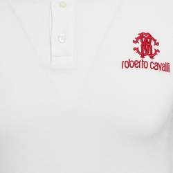 Roberto Cavalli White Cotton Pique Polo T-Shirt S