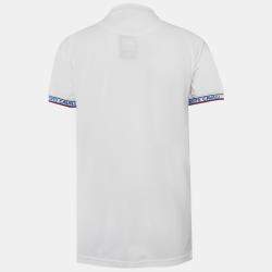 Pre Owned Roberto Cavalli White Logo Trim Pique Cotton Polo T-Shirt XL