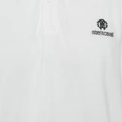 Roberto Cavalli White Pique Cotton Polo T-Shirt XXL
