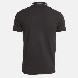 Roberto Cavalli Black Logo Embroidered Pique Polo T-Shirt M
