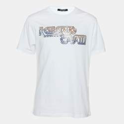 Robert Cavalli White Jersey Logo Print T-Shirt M