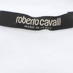 Robert Cavalli White Jersey Logo Print T-Shirt M