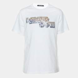 Robert Cavalli White Jersey Logo Print T-Shirt L