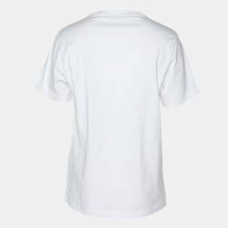 Robert Cavalli White Jersey Logo Print T-Shirt L