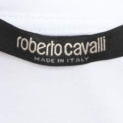 Robert Cavalli White Jersey Logo Print T-Shirt L