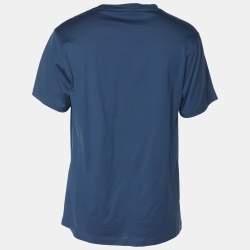 Pre Owned Robert Cavalli Blue Jersey Logo T-Shirt L