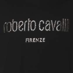 Pre Owned Robert Cavalli Black Jersey Logo T-Shirt XL