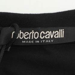 Pre Owned Robert Cavalli Black Jersey Logo T-Shirt XL