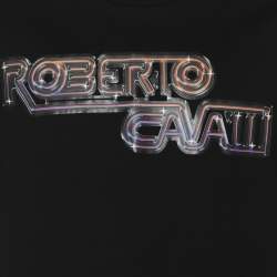 Pre Owned Roberto Cavalli Black Jersey Logo T-Shirt L