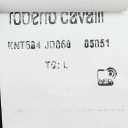 Pre Owned Roberto Cavalli Black Jersey Logo T-Shirt L