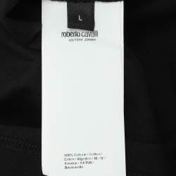 Pre Owned Roberto Cavalli Black Jersey Logo T-Shirt L