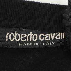 Pre Owned Roberto Cavalli Black Jersey Logo T-Shirt L