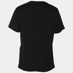 Pre Owned Roberto Cavalli Black Jersey Logo T-Shirt L