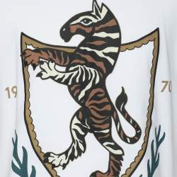 Pre Owned Robert Cavalli White Jersey Tiger Print T-Shirt M