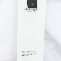 Pre Owned Robert Cavalli White Jersey Tiger Print T-Shirt M