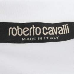 Pre Owned Robert Cavalli White Jersey Tiger Print T-Shirt M