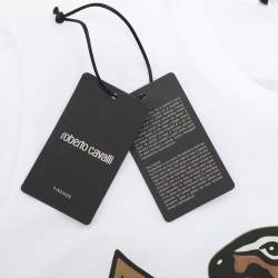 Pre Owned Robert Cavalli White Jersey Tiger Print T-Shirt M