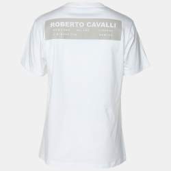 Pre Owned Robert Cavalli White Jersey Tiger Print T-Shirt M