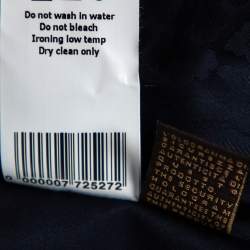 مملوكة مسبقًا Roberto Cavalli Navy Blue Cotton Animal Patterned Trim Concealed Placket Shirt M 