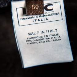 Pre Owned Roberto Cavalli Indigo Denim & Leather Trim Straight Leg Jeans L