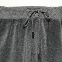 Pre Owned Roberto Cavalli Gym Grey Velvet Track Pants 3XL
