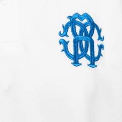 Pre Owned Roberto Cavalli White Logo Embroidered Cotton Pique Polo T-Shirt XL