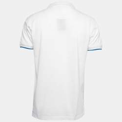 Pre Owned Roberto Cavalli White Logo Embroidered Cotton Pique Polo T-Shirt XL