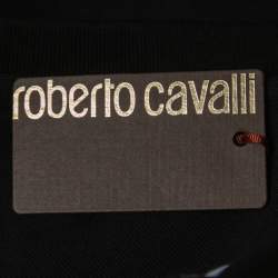 Pre Owned Roberto Cavalli Black Cotton Pique Polo T-Shirt L