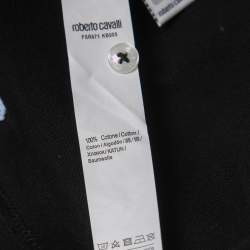 Pre Owned Roberto Cavalli Black Cotton Pique Polo T-Shirt L