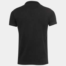 Pre Owned Roberto Cavalli Black Cotton Pique Polo T-Shirt S