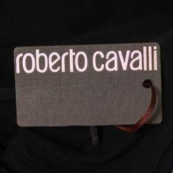 Pre Owned Roberto Cavalli Black Cotton Pique Polo T-Shirt S
