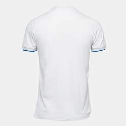 Pre Owned Roberto Cavalli White Logo Embroidered Cotton Polo T-Shirt M