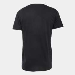 Pre Owned Roberto Cavalli Black Logo Print Cotton Crew Neck Half Sleeve T-Shirt L