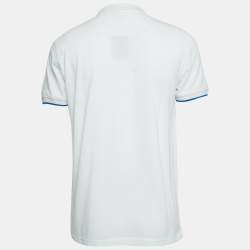 Pre Owned Roberto Cavalli White Logo Embroidered Cotton Polo T-Shirt XL