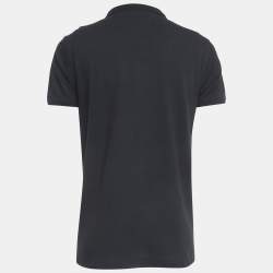 Pre Owned Roberto Cavalli Black Logo Embroidered Cotton Polo T-Shirt XL