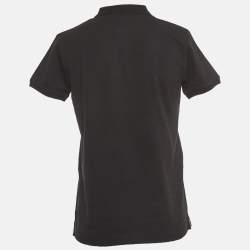 Pre Owned Roberto Cavalli Black Logo Embroidered Cotton Pique Polo T-Shirt L