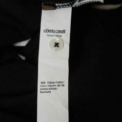 Pre Owned Roberto Cavalli Black Logo Embroidered Cotton Pique Polo T-Shirt L