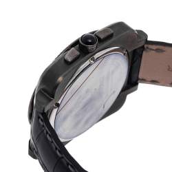 Pre Owned Roberto Cavalli Black PVD Coated Stainless Steel Leather Bohemienne R7271666025 Men's Wristwatch 40 mm