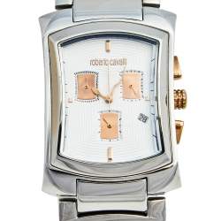 Pre Owned Roberto Cavalli White Stainless Steel Tomahawk R7253900015 Men's Wristwatch 31 mm