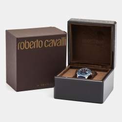 Pre Owned Roberto Cavalli By Franck Muller Blue Stainless Steel Rubber Diver Uno 1G045 Men's Wristwatch 43 mm