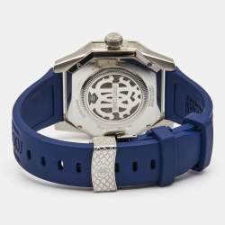 Pre Owned Roberto Cavalli By Franck Muller Blue Stainless Steel Rubber Diver Uno 1G045 Men's Wristwatch 43 mm