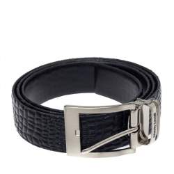 Robert Cavalli Black Croc Embossed Buckle Belt 110CM